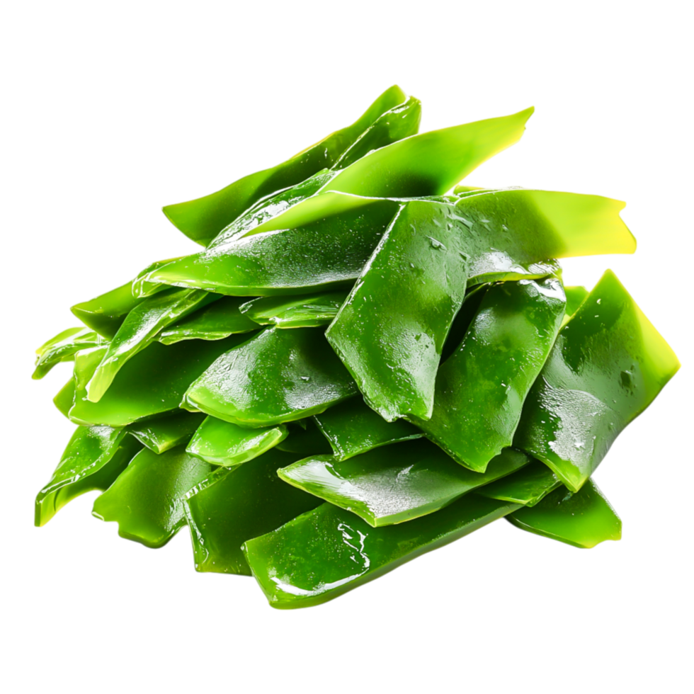 Fresh Green Seaweed Salad Ingredients Stacked for Healthy Cuisine and Dishes png