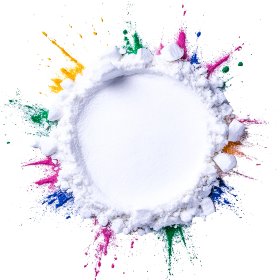 White Powder Surrounded by Colorful Powder Explosions png