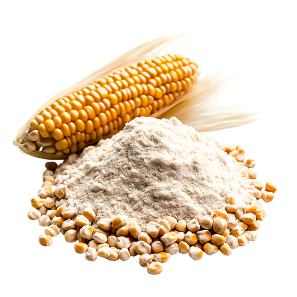 Fresh Corn with Raw Kernels and Fine Corn Flour Piled on png
