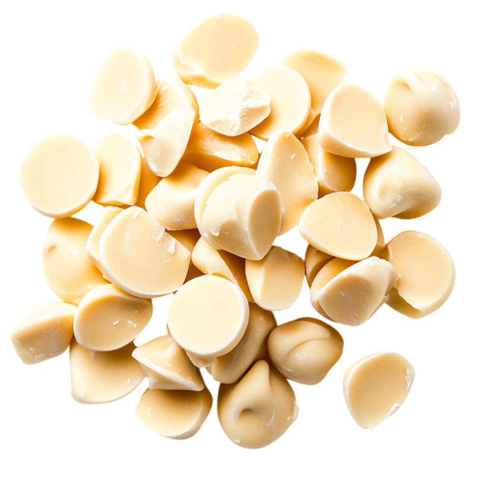Assorted White Chocolate Chips Piled on for Baking and Desserts png