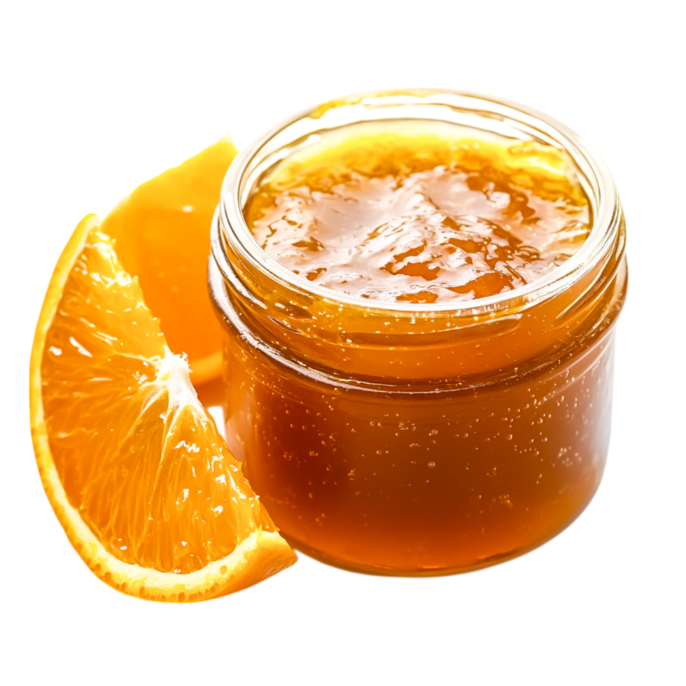 Fresh Homemade Orange Jam in Glass Jar with Orange Slices on png