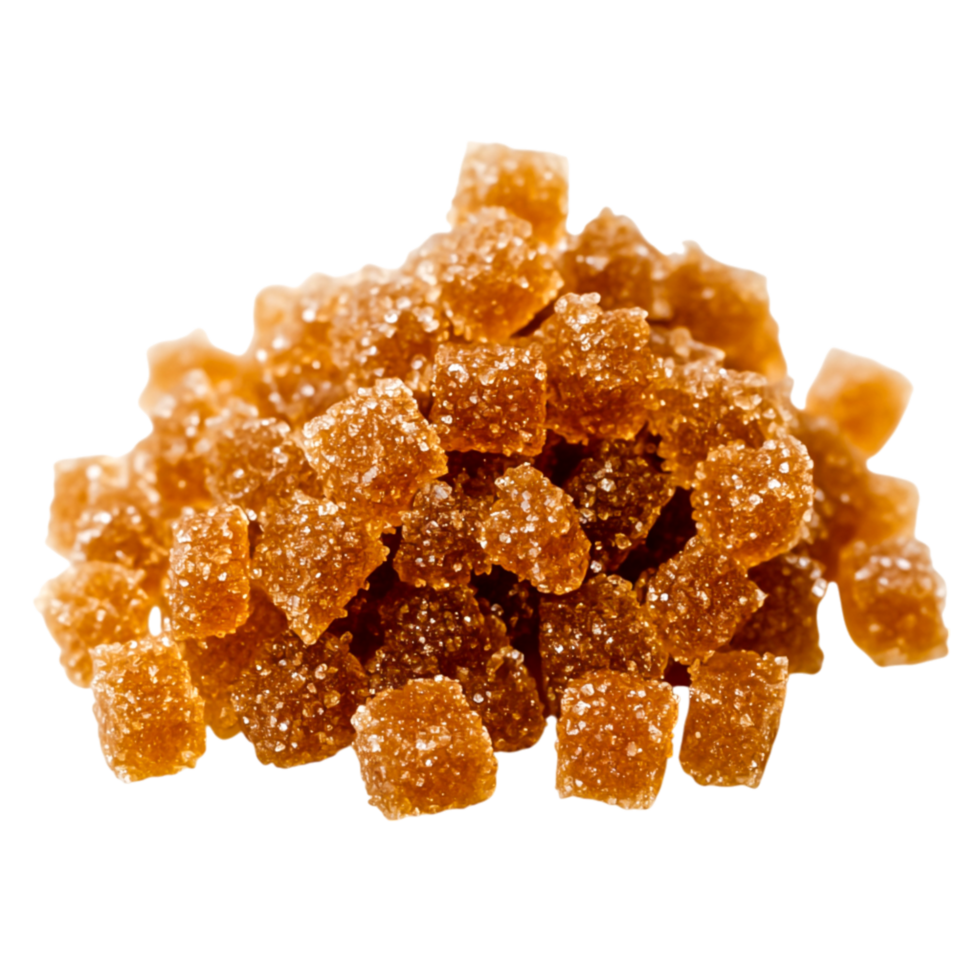 Granulated Brown Sugar Cubes Piled in a Delicious Sweet Heap on png
