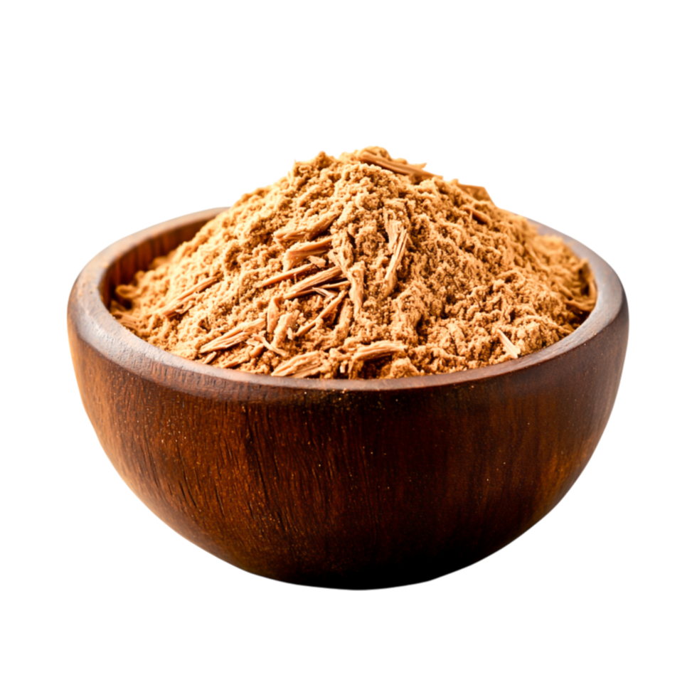 Fine Ground Powder in Wooden Bowl Background for Culinary Use png