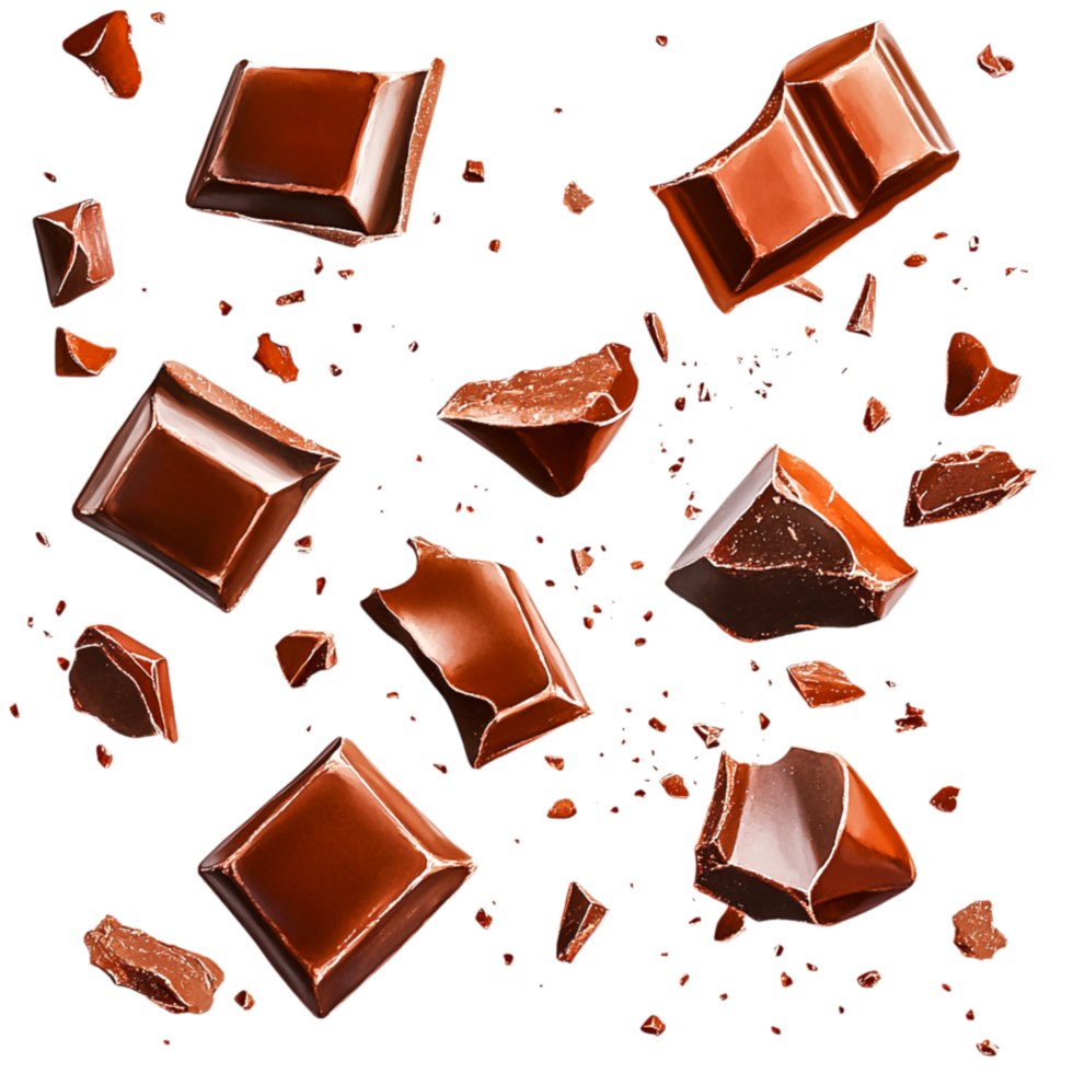 Dark Chocolate Squares and Shards on with Hard Texture png