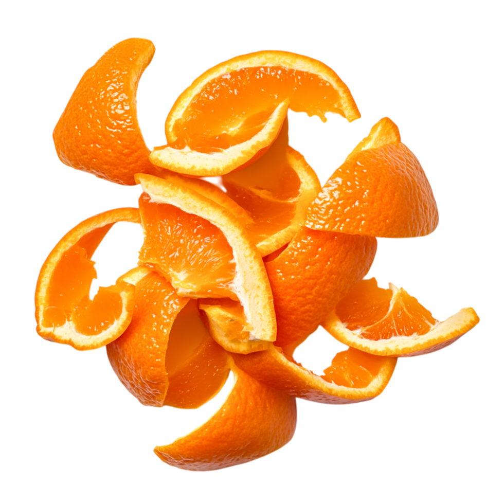 Vibrant Orange Peels Swirling in a Captivating Display of Texture and Color png