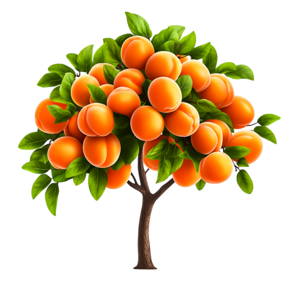 Lush Peach Tree Abundant with Ripe Juicy Peaches Set against a Clear Blue Sky png