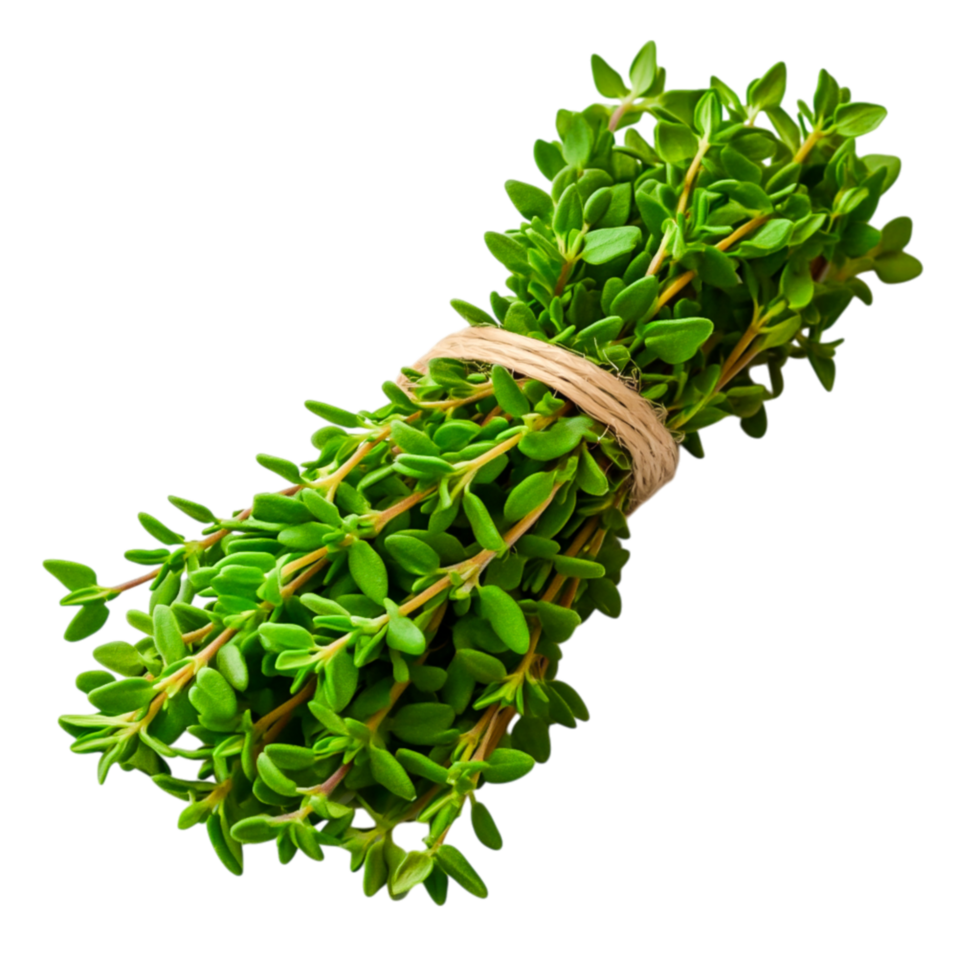 Fresh Bundle of Green Thyme Herbs on with Natural Texture Detail png