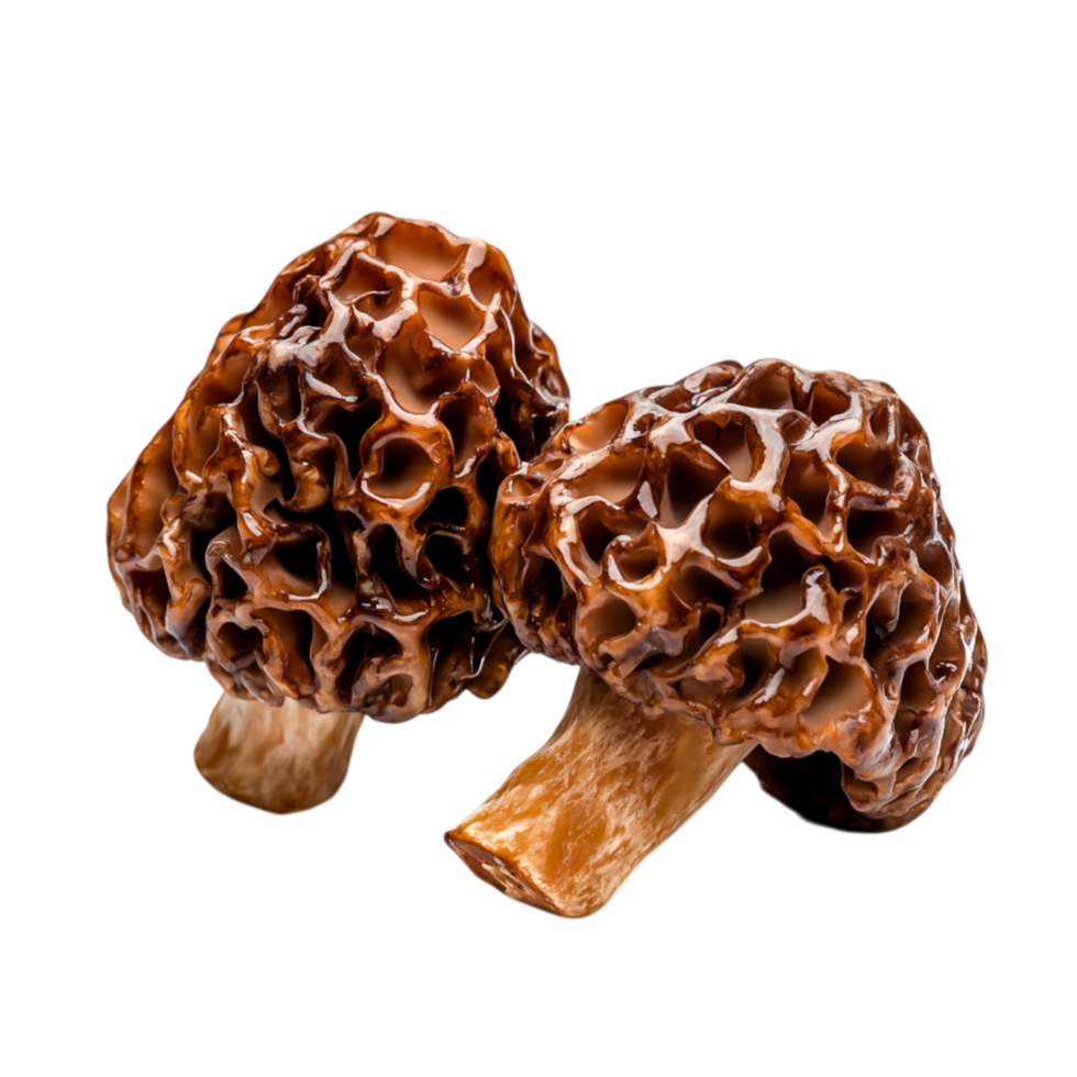 Fresh Morel Mushrooms with Textured Caps for Culinary Use and Gourmet Dishes png