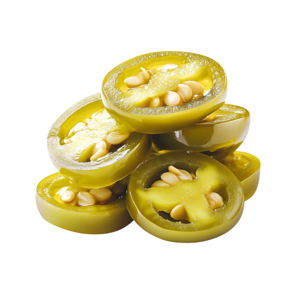 Fresh Sliced Green Peppers with Seeds Stacked for Culinary Presentatind Cooking png