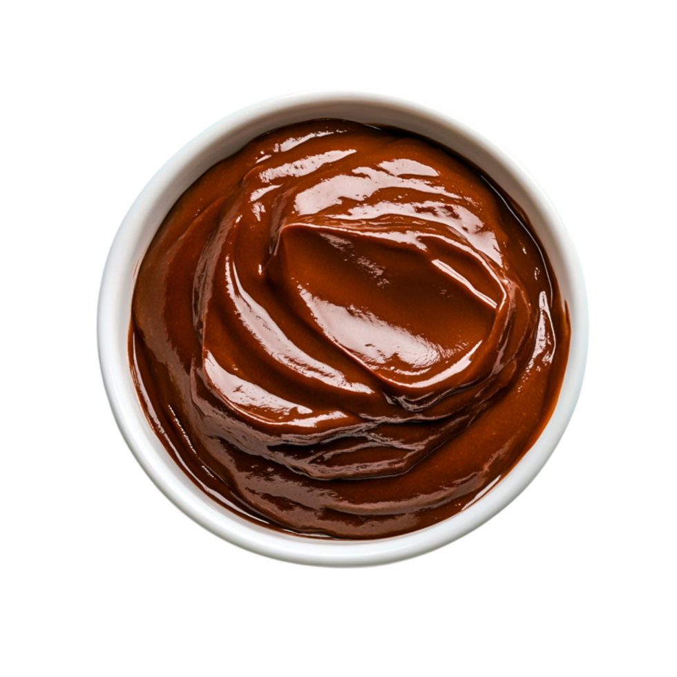 Smooth and Rich Chocolate Sauce in White Bowl Perfect for Dessert and Baking png