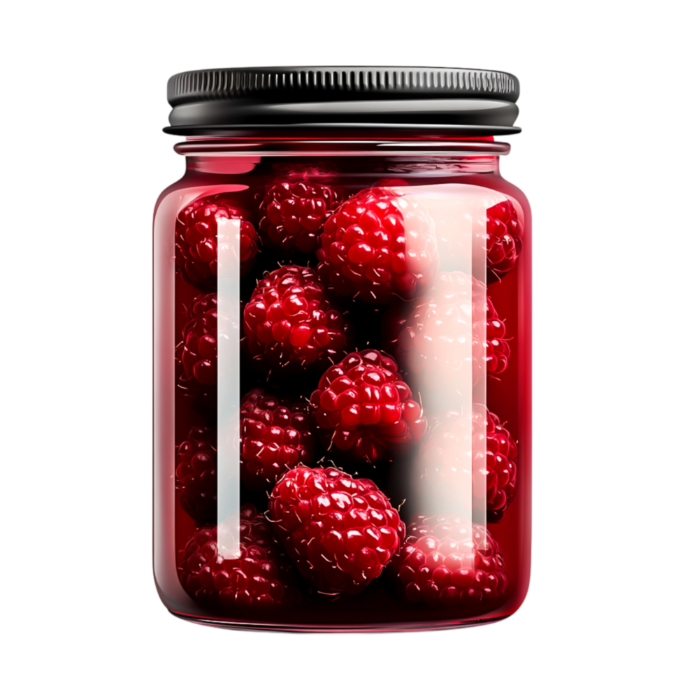 Fresh Red Raspberries in Jar, Healthy Snack, Delicious Fruit, Natural Sweetness png