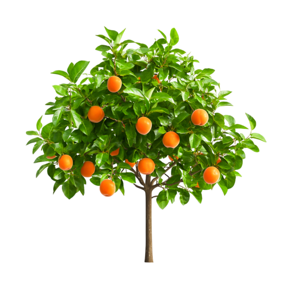 Lush Orange Tree with Ripe Fruiting Oranges in a Vibrant Green Foliage Background png