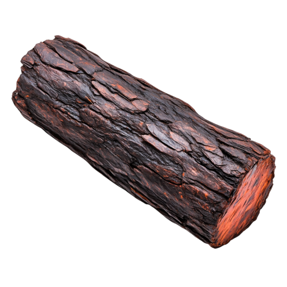 Natural Brown Log with Textured Bark and Organic Surface for Rustic Decoration png