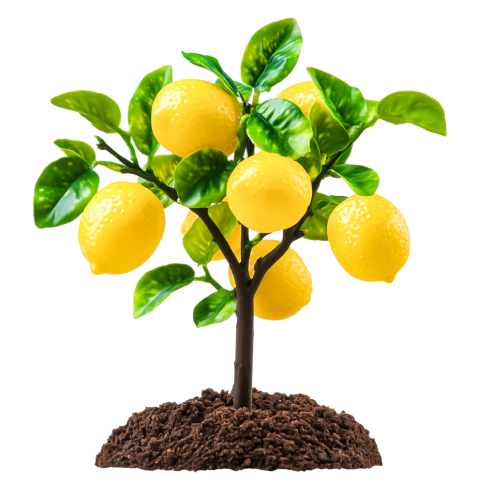 Bright Lemon Tree with Fresh Yellow Fruits Against a png
