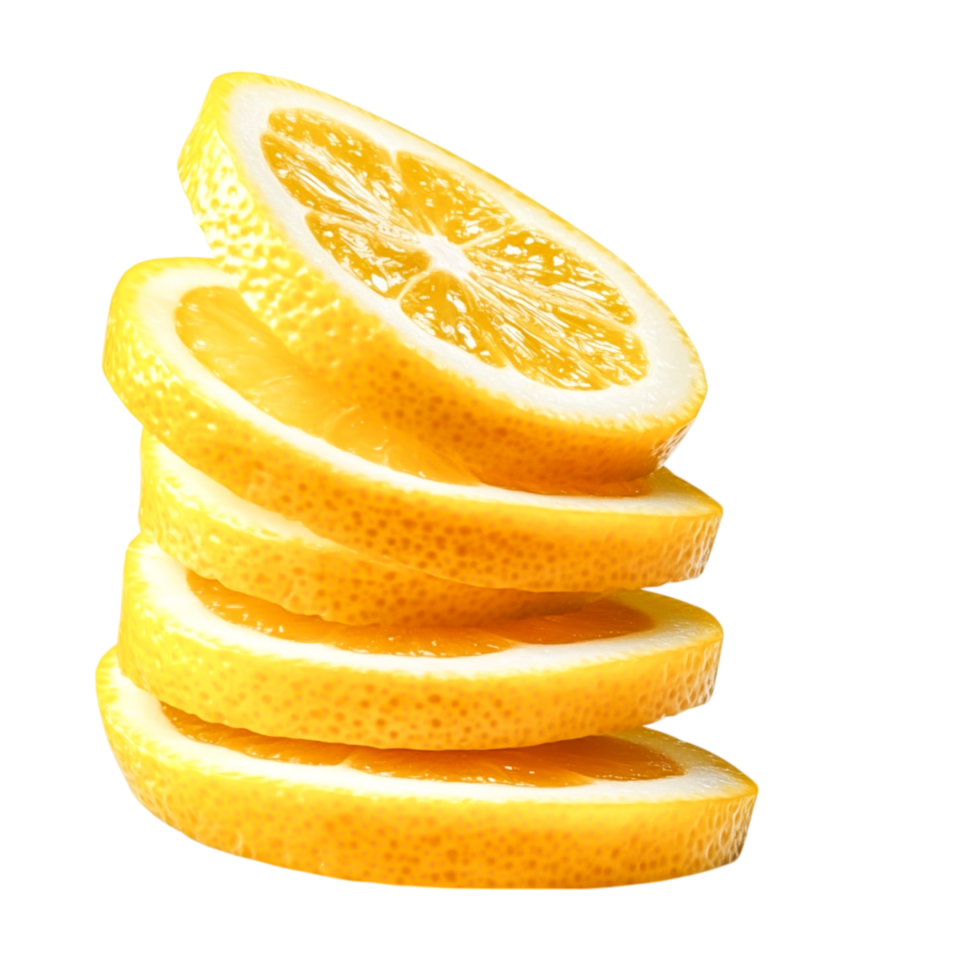 Fresh and Juicy Lemon Slices Stacked on Each Other Bright Background png