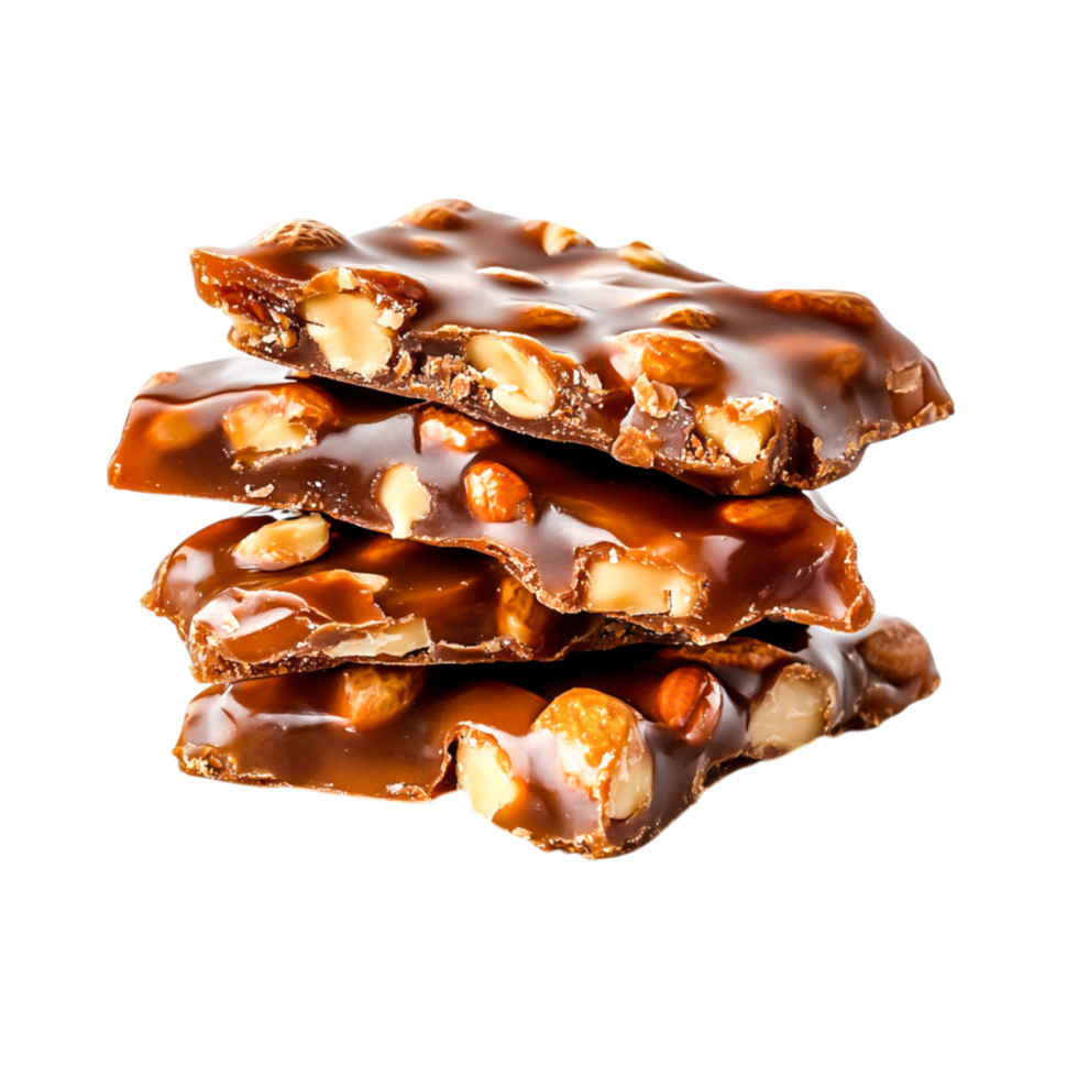 Delicious Chocolate Nut Bars with Rich Caramel Layer Stacked png