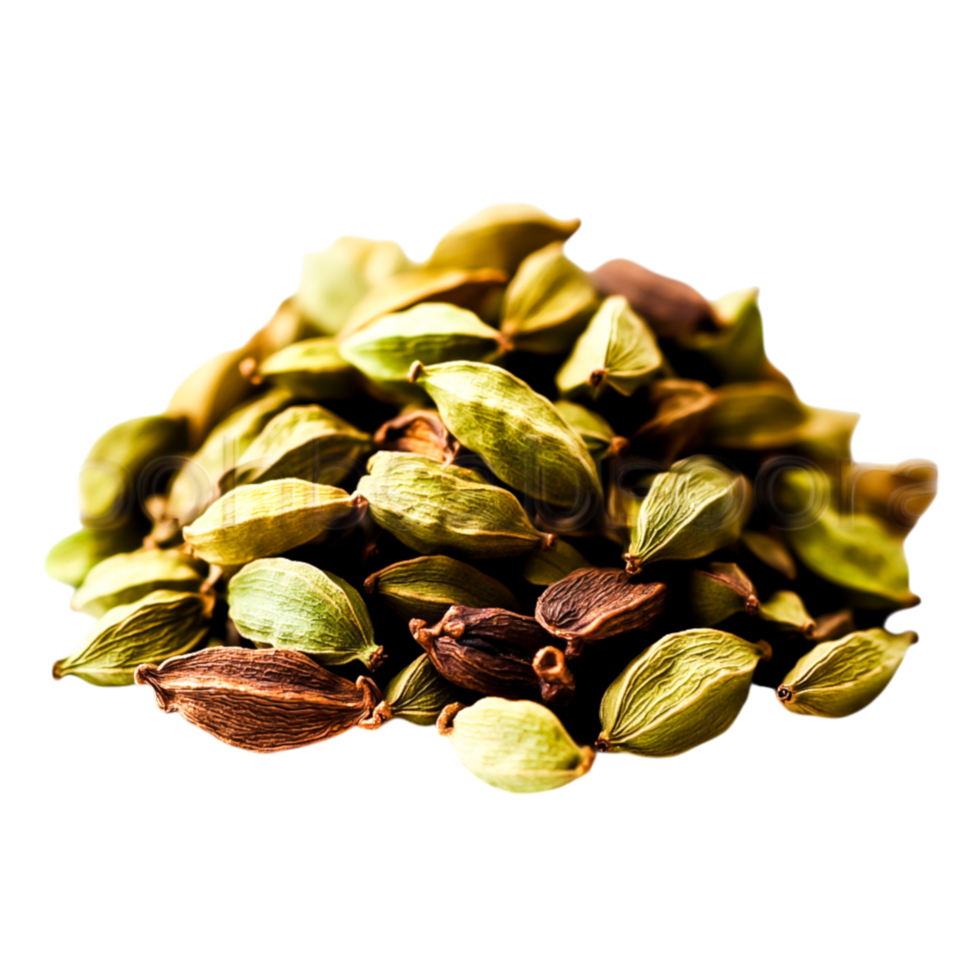 Freshly Picked Green and Brown Cardamom Pods for Culinary Use and Aromatic Enjoyment png