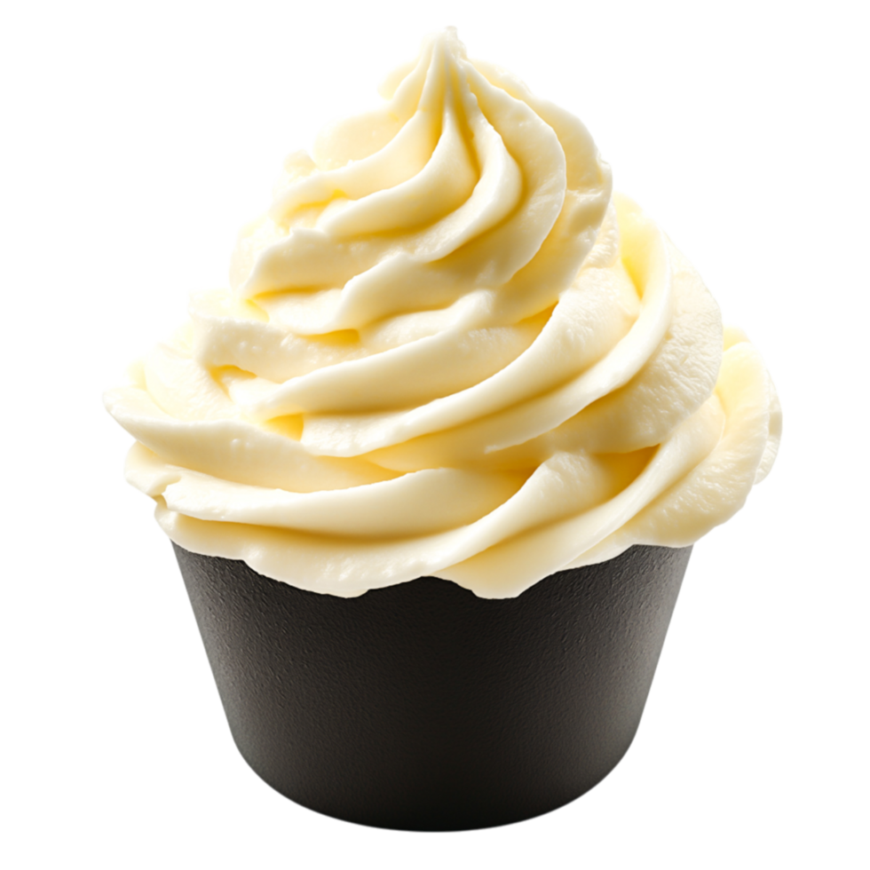 Creamy Vanilla Frosting Swirl in Black Cup with Smooth Texture and Elegant Design png