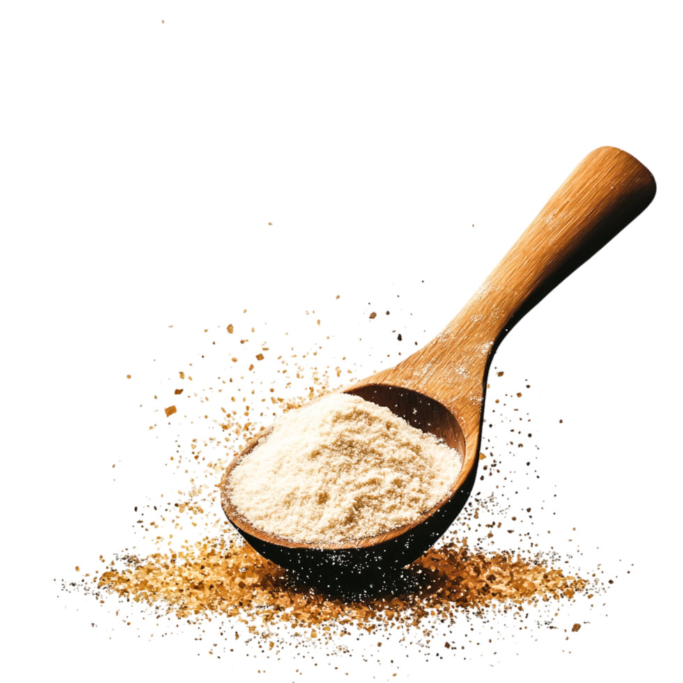 Wooden Spoon with Flour Spilling Over on for Cooking and Baking png