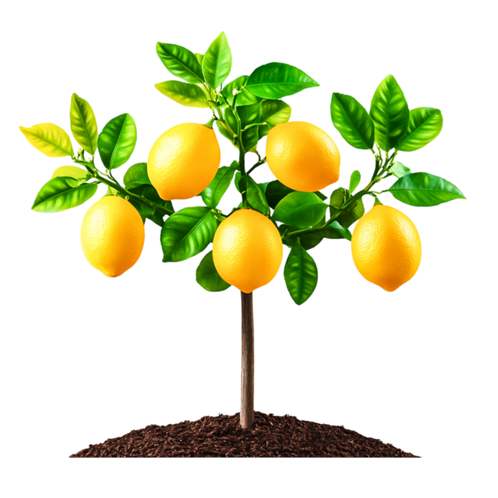 Fresh Lemon Tree with Ripe Fruits and Lush Green Leaves png