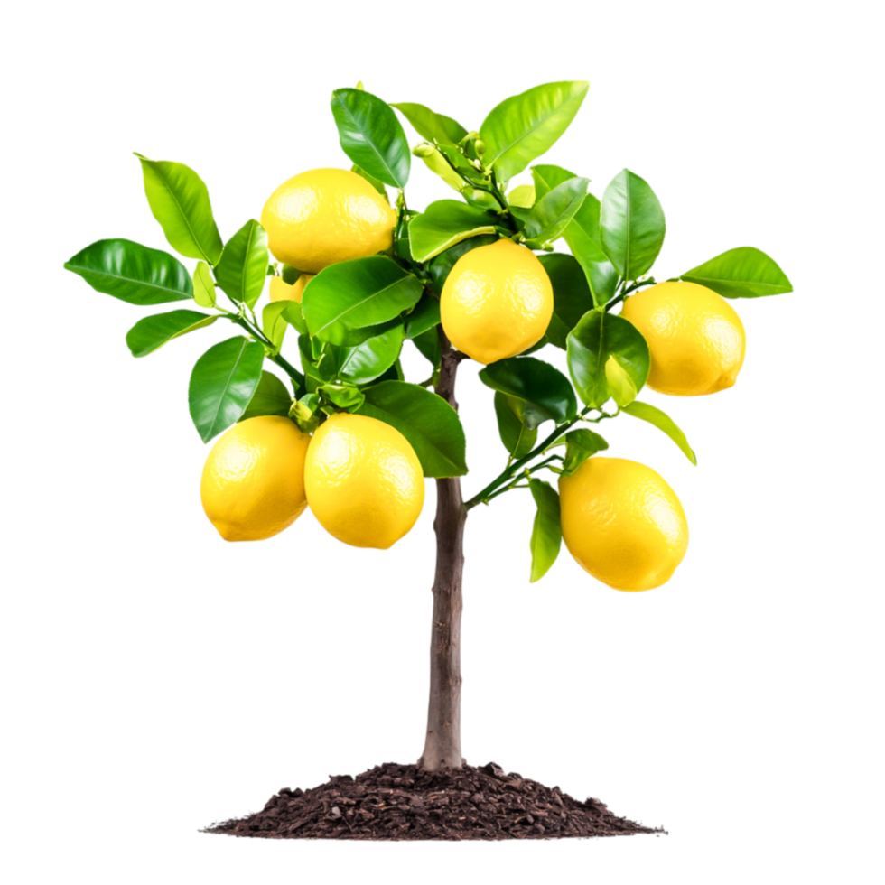 Fresh Lemon Tree with Ripe Lemons and Green Leaves png