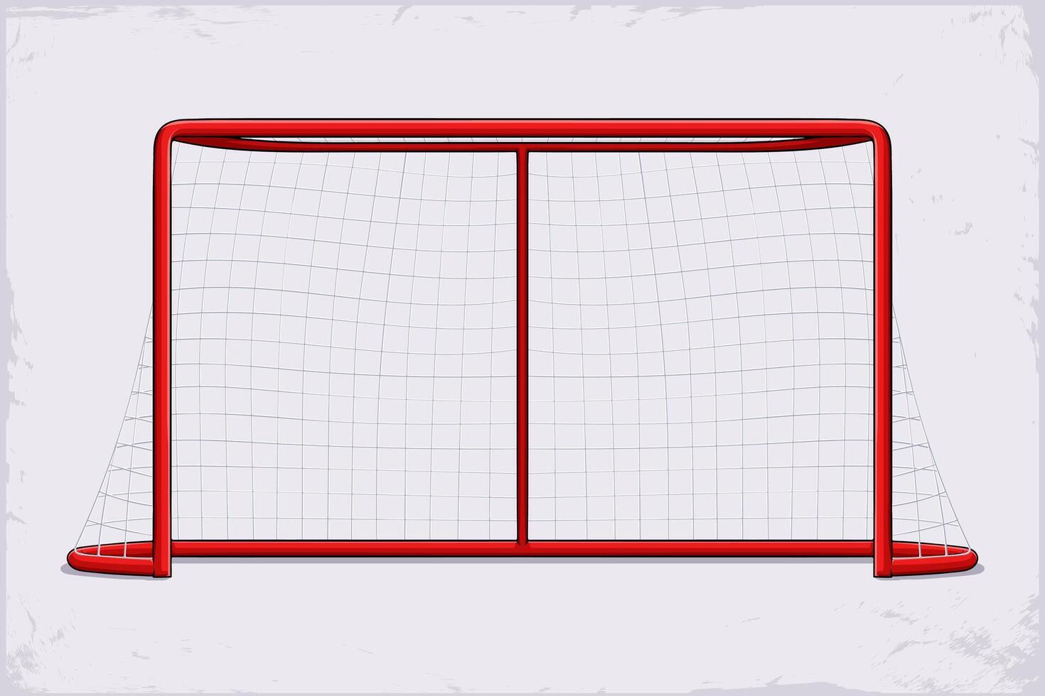Hand drawn white ice hockey net, realistic professional hockey goal with red frames for competitive official matches vector