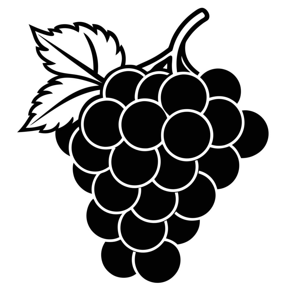 Black and White Illustration of a Grape Bunch vector