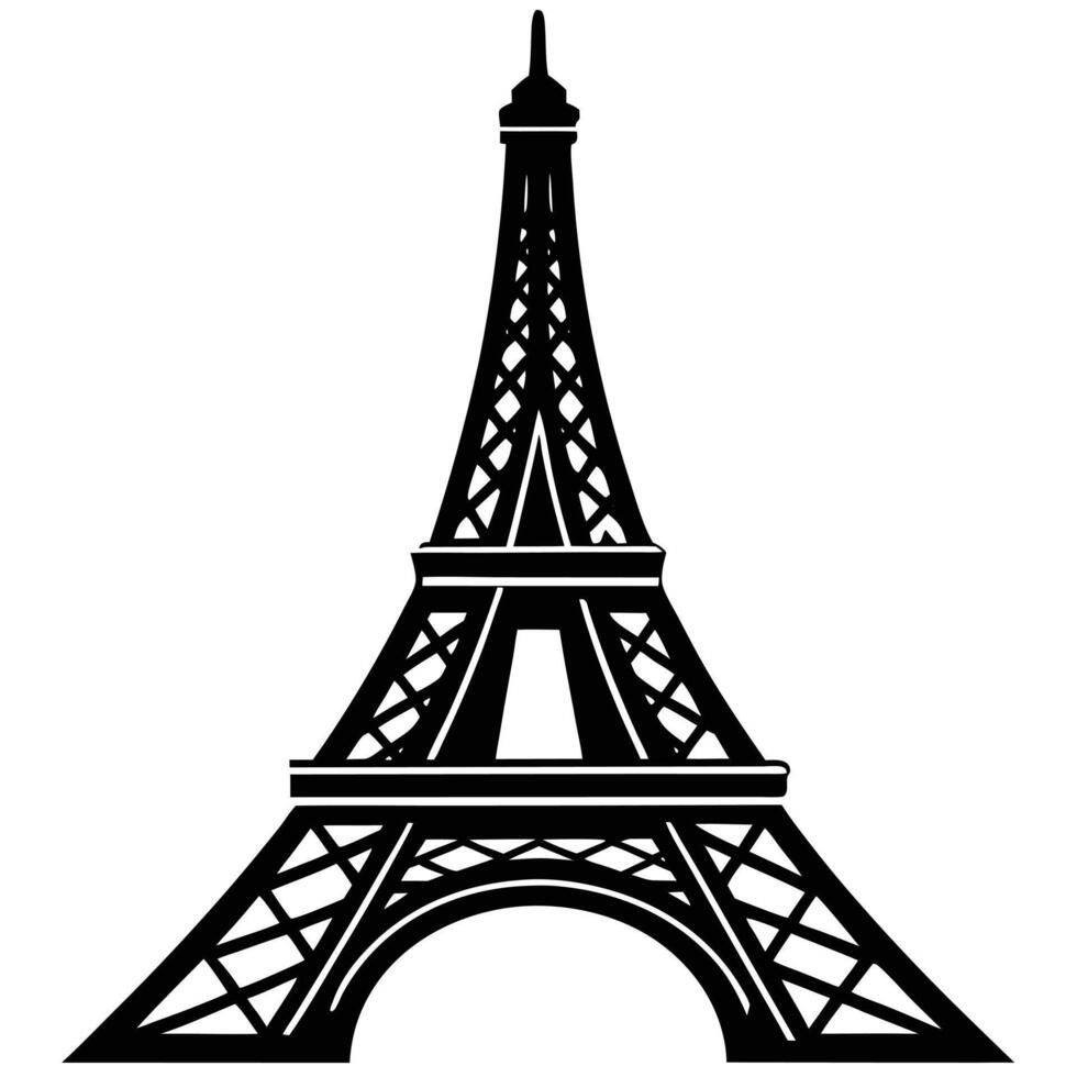 Black and White Silhouette of the Eiffel Tower vector