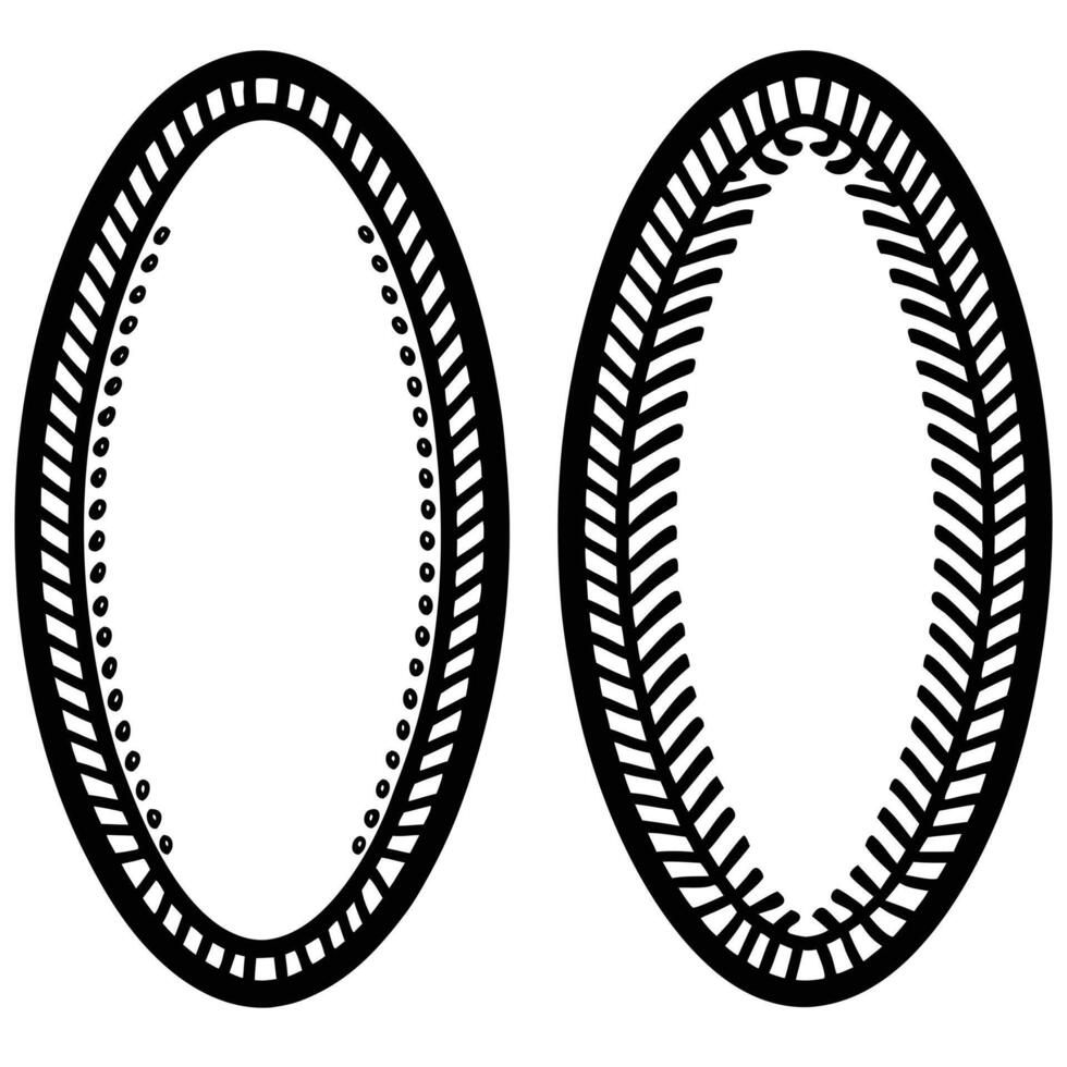Two Ornate Oval Frames with Unique Border Designs vector