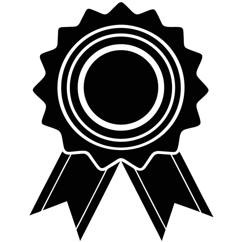 Black and White Award Medallion with Ribbons vector