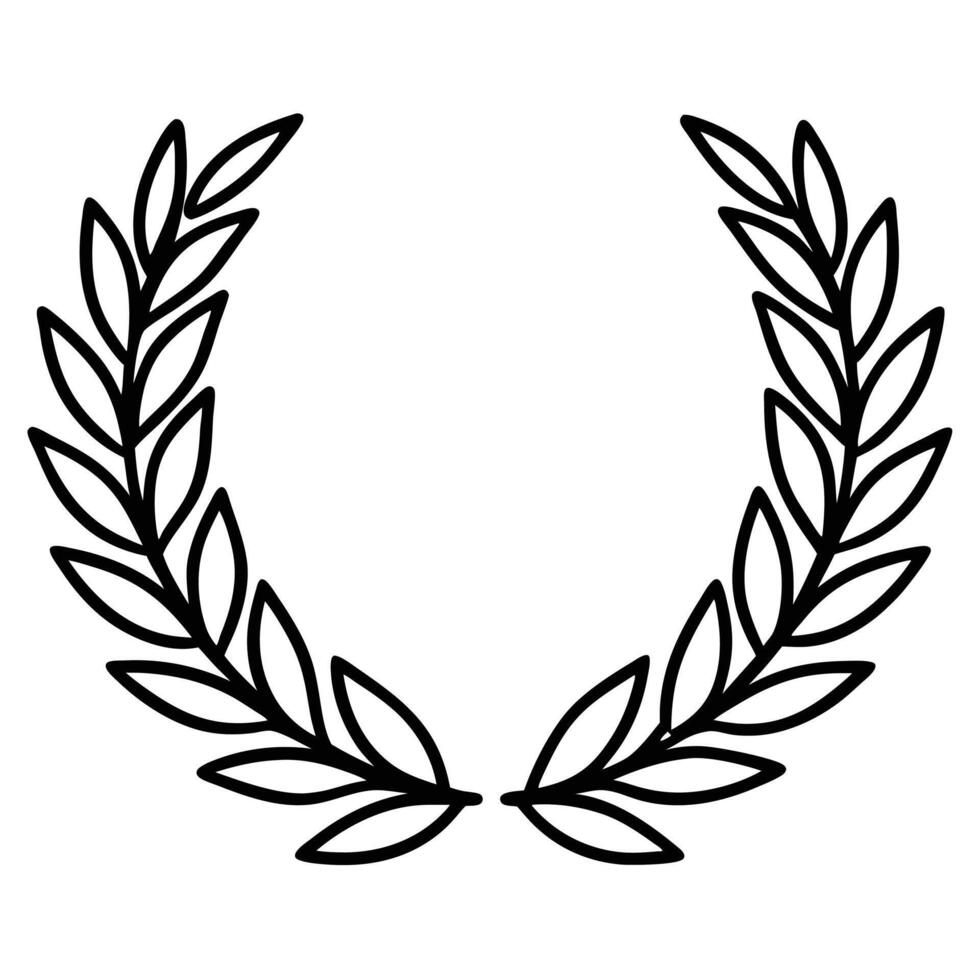 Simple Black Outline Laurel Wreath Design Element vector
