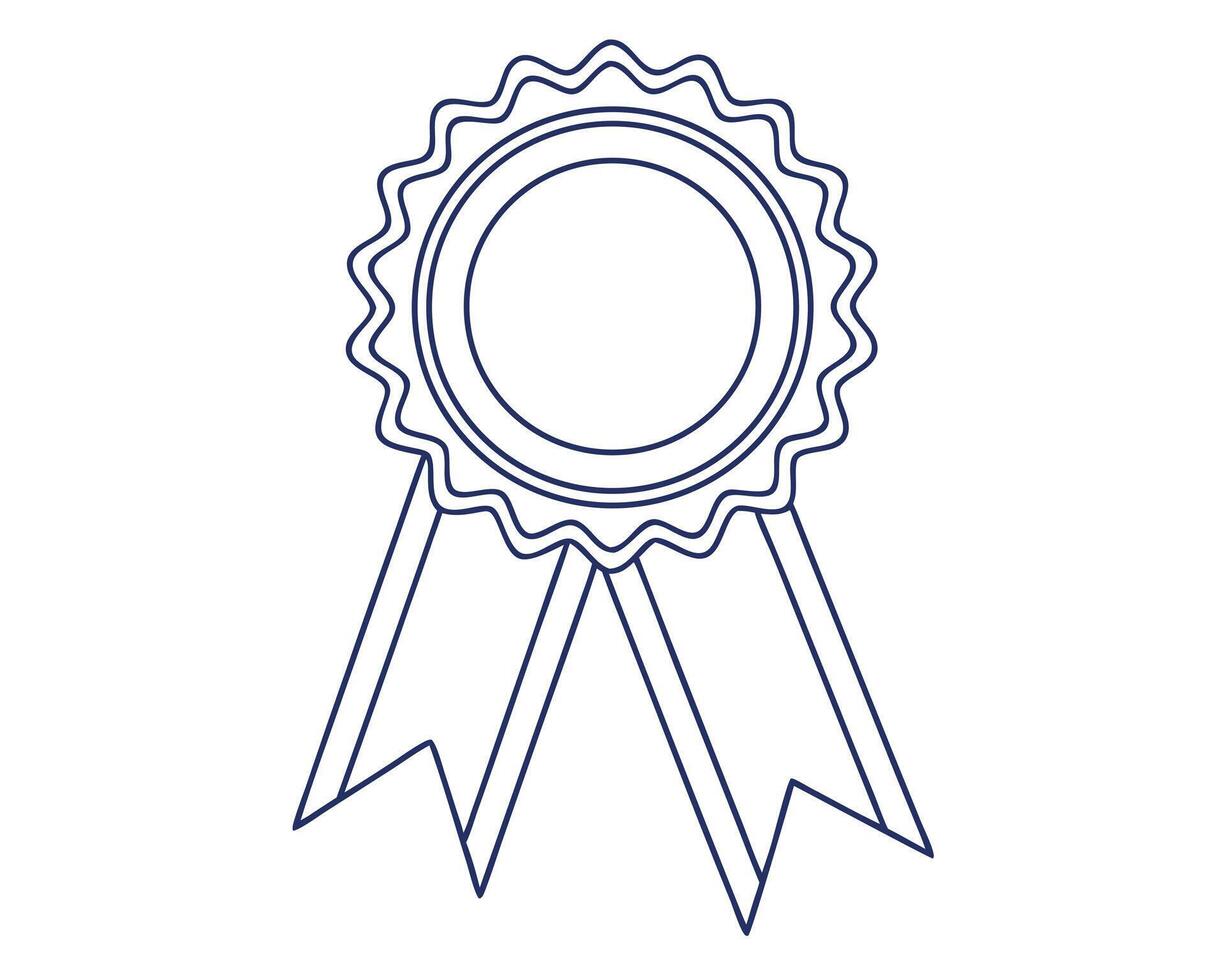 Award Badge Outline with Ribbon Illustration vector