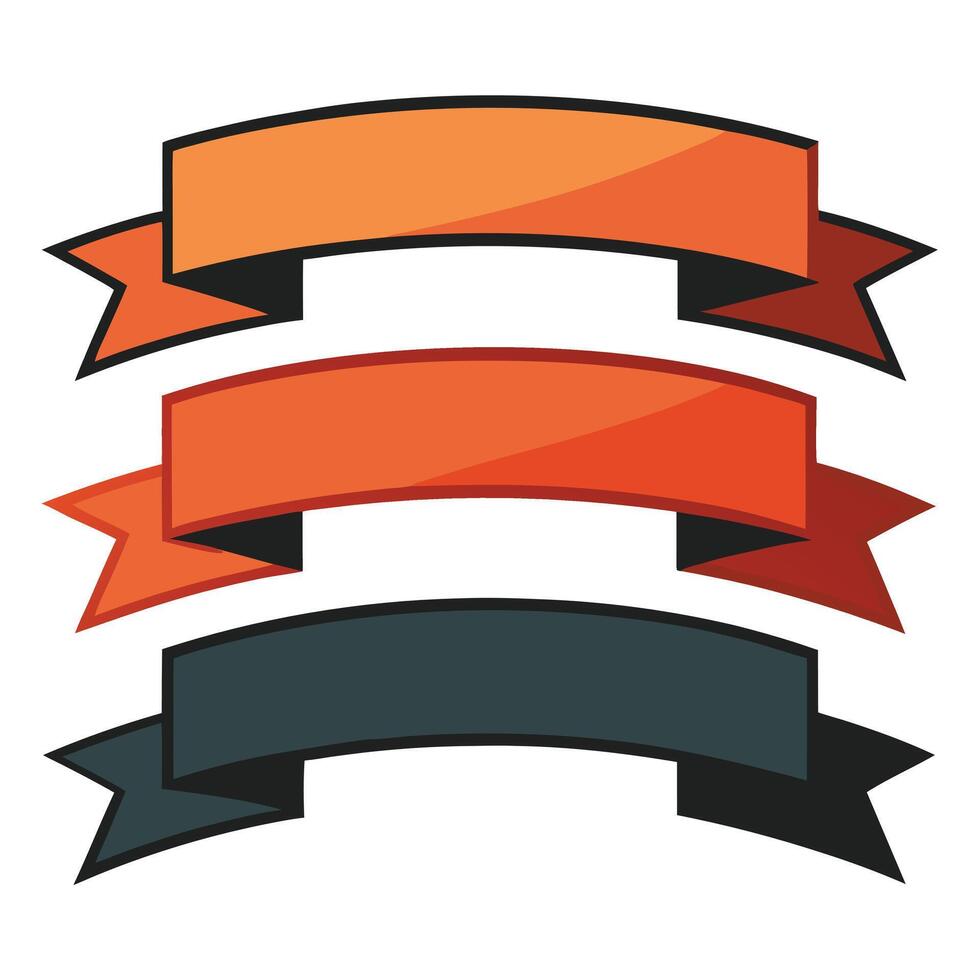 Three Stacked Blank Ribbon Banners Design Elements vector