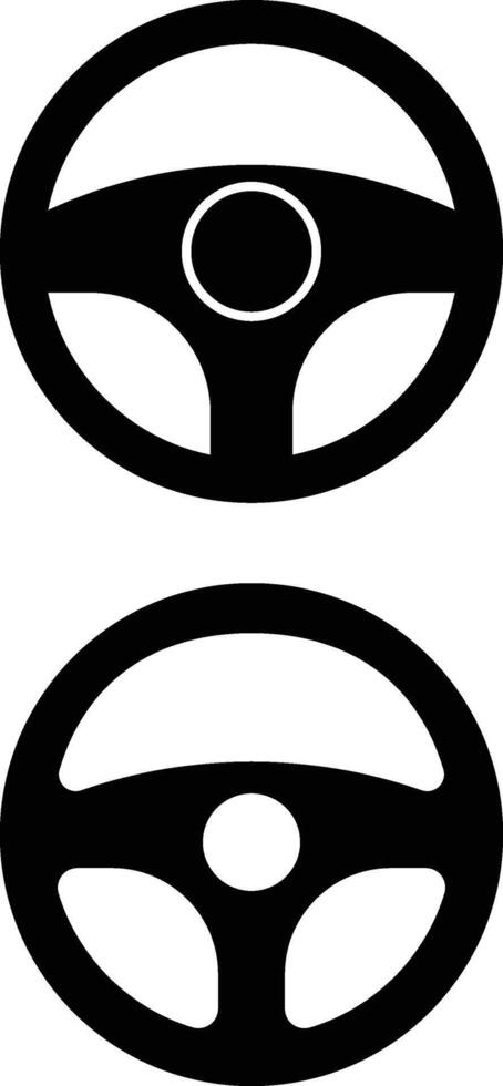 Minimalist Black and White Illustration of Two Distinct Steering Wheel Designs vector