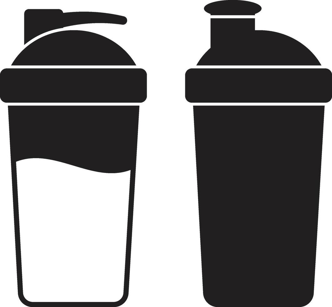 Silhouette of Dual Shaker Bottles Representing Fitness and Nutrition vector
