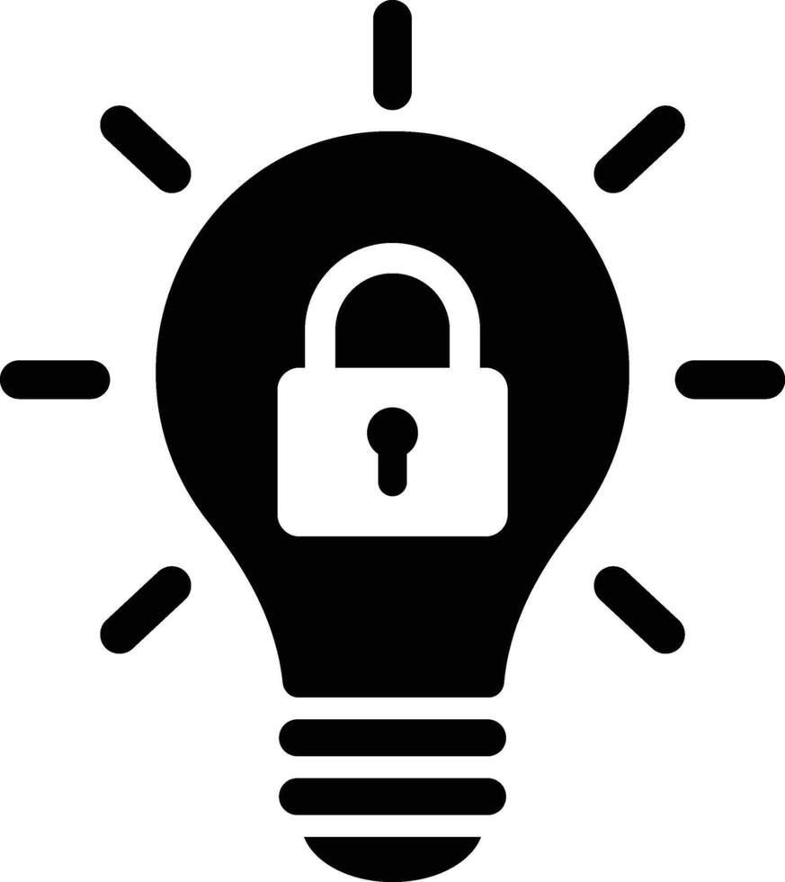 Minimalist Light Bulb and Padlock Icon Symbolizing Secure Innovation vector