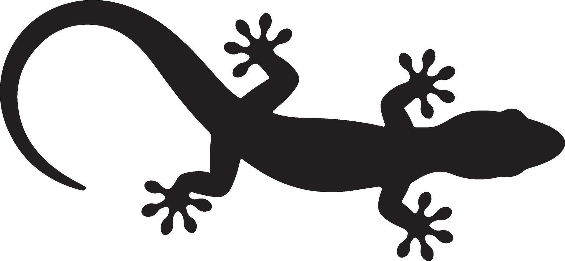 Minimalist Black Silhouette of a Lizard on a White Background vector
