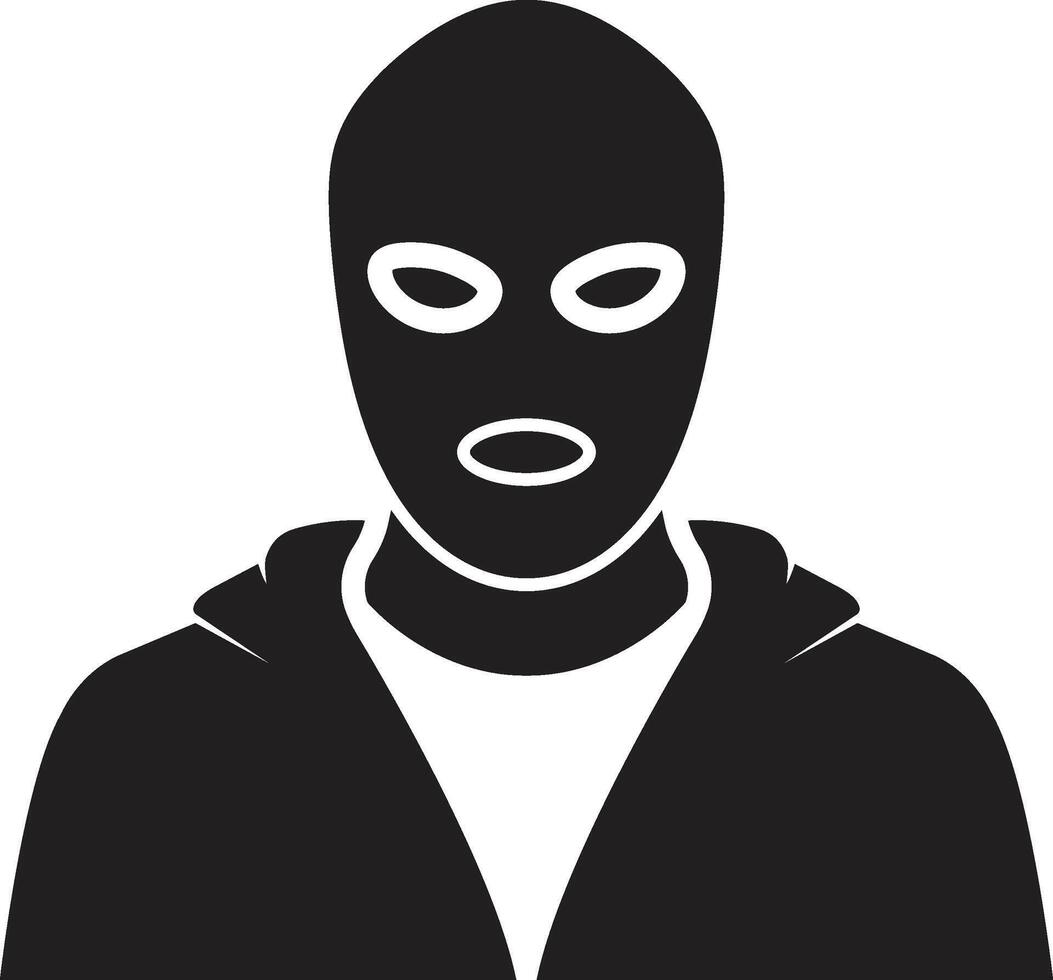 Minimalist Silhouette of Hooded Figure in Ski Mask Representing Anonymity and Urban Tension vector