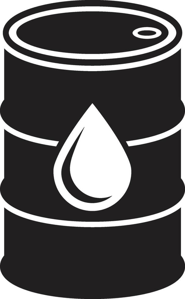Minimalist Black and White Oil Drum Icon with Droplet Symbol vector
