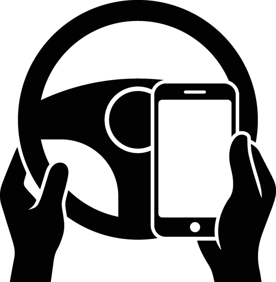 Powerful Black and White Illustration of Distracted Driving Concept vector