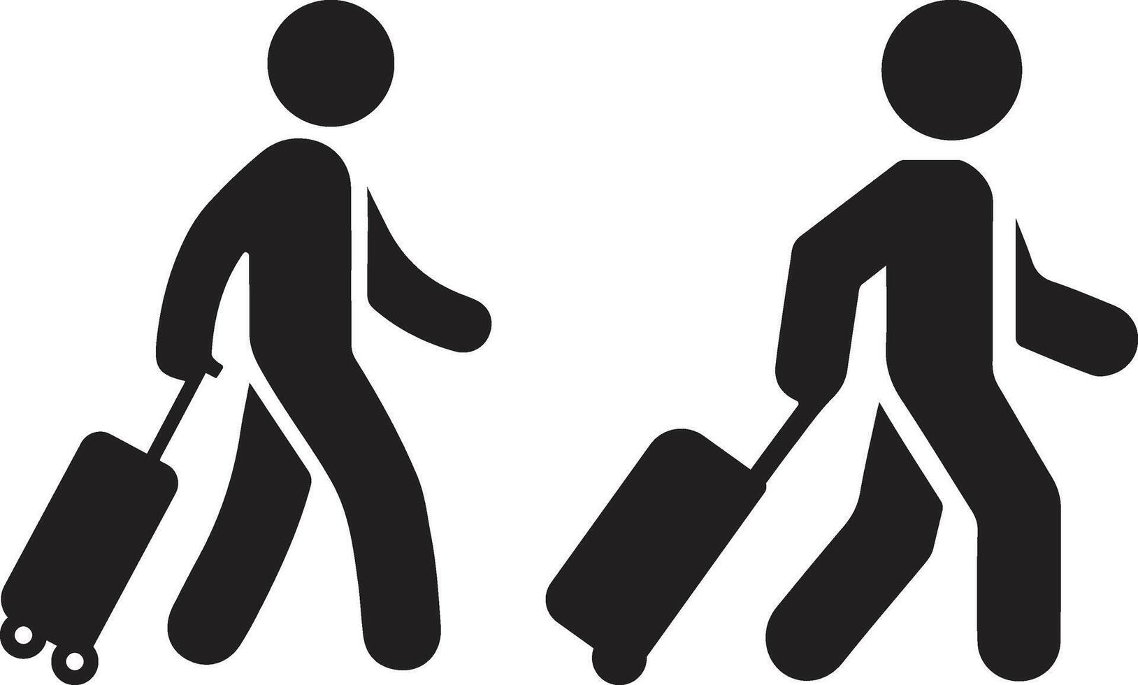 Minimalist Travel Icon Featuring Two Stylized Figures with Luggage vector