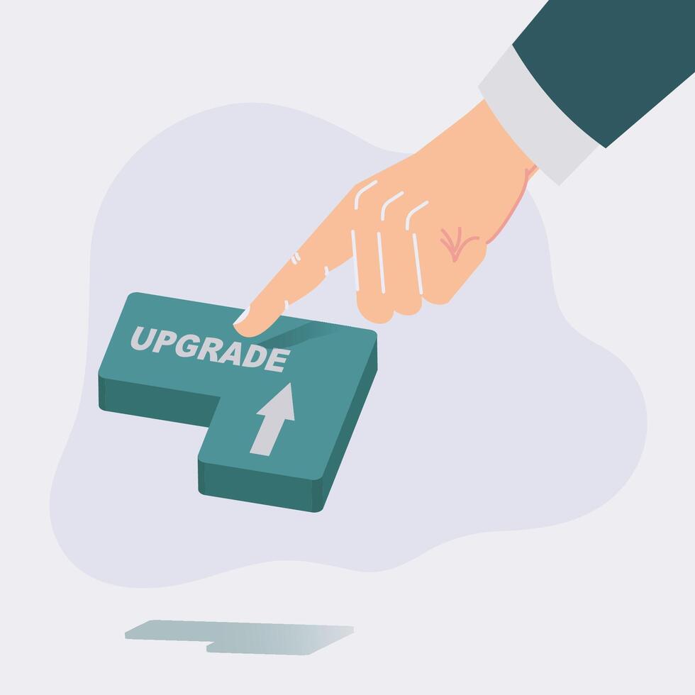 Upgrade button with pointing hand design illustration vector