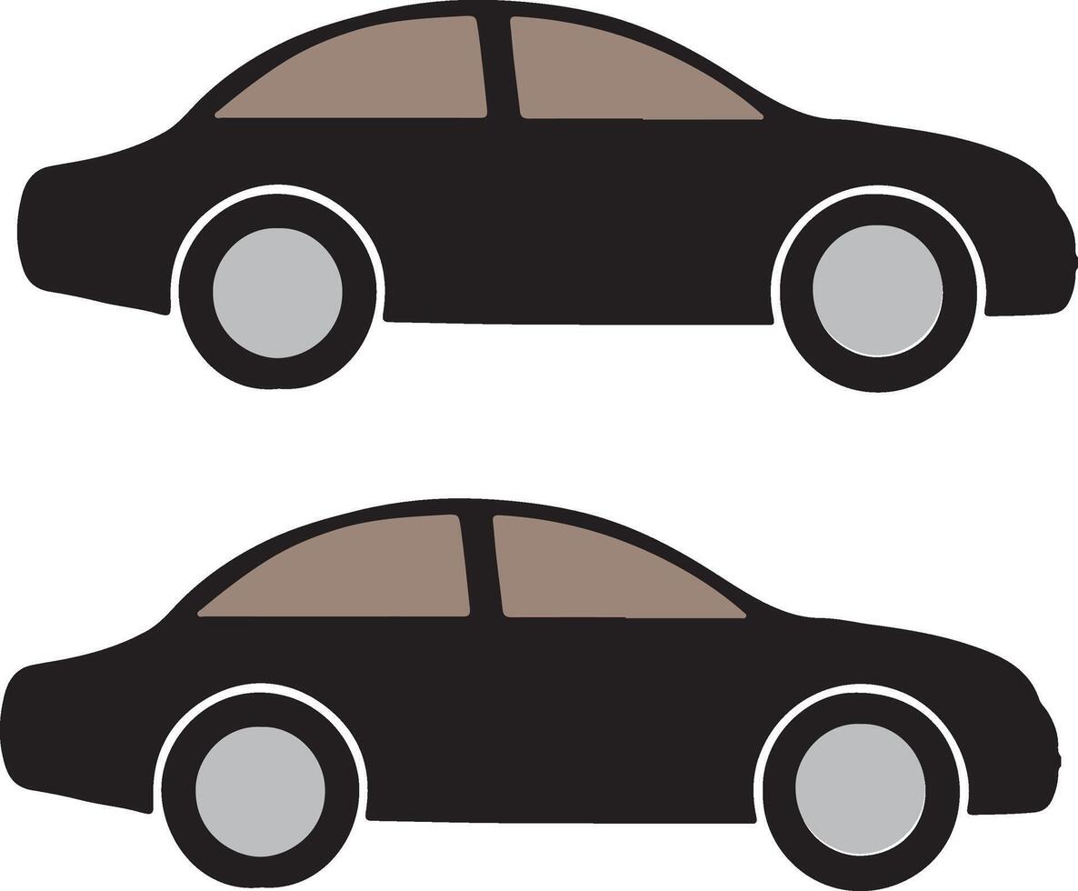 Sports car silhouette on white background. Vehicle icons set view from side, front, back, and top vector