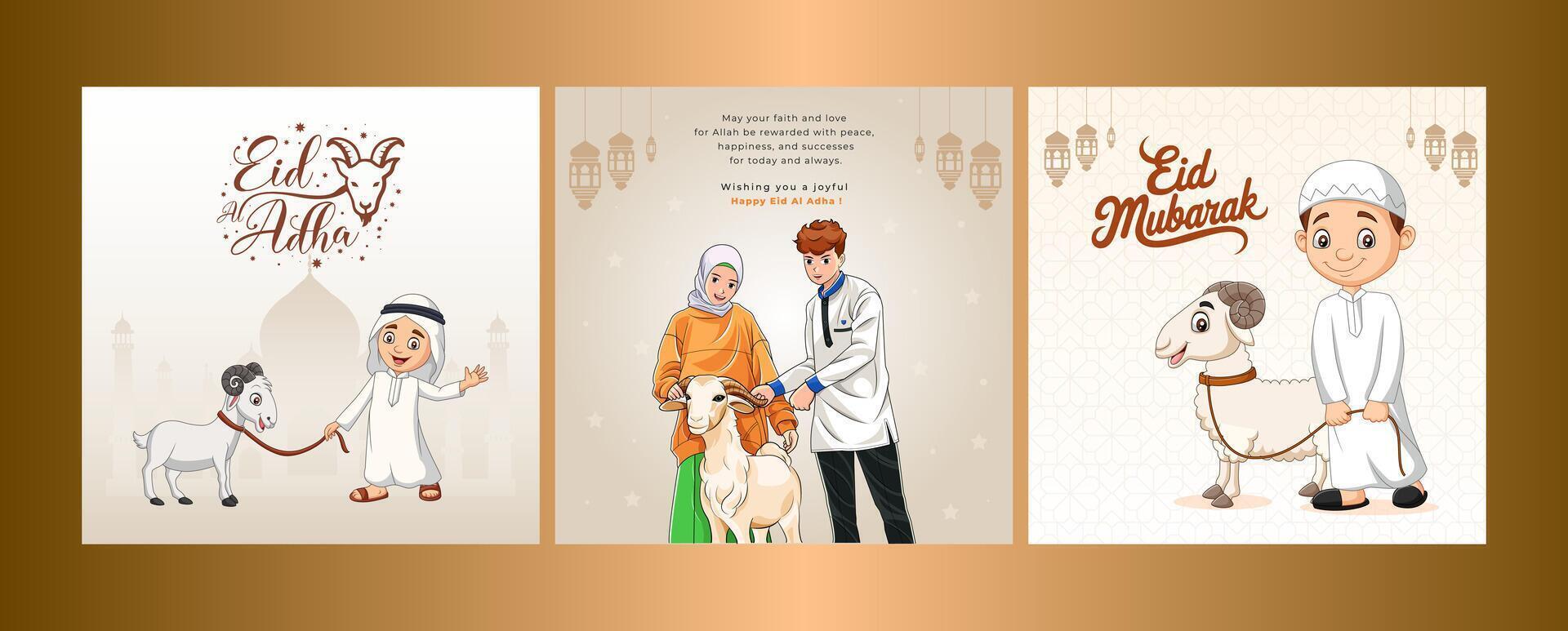 Eid mubarak greetings card design.Eid al adha poster templates vector