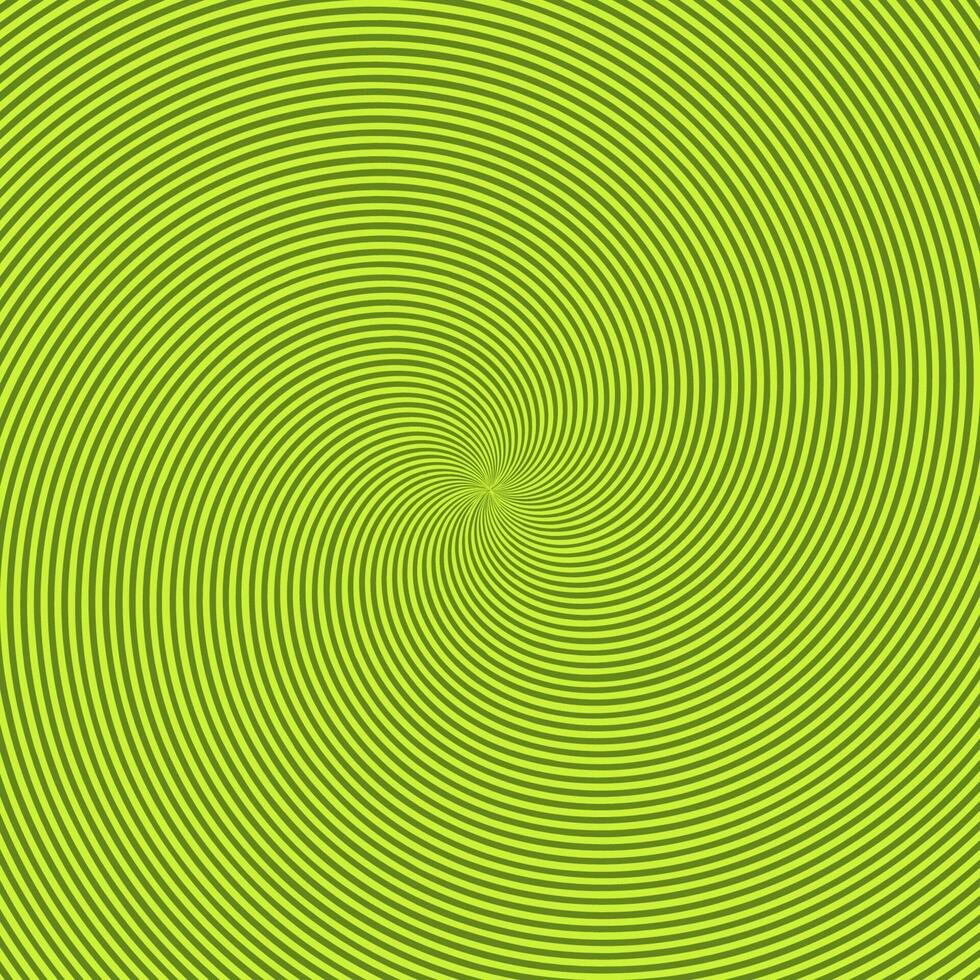 Green radiant background with circular swirl, helix or twist. Backdrop with round optical illusion, hallucination, hypnotic tunnel or vortex effect. Creative modern bright colored illustration. vector
