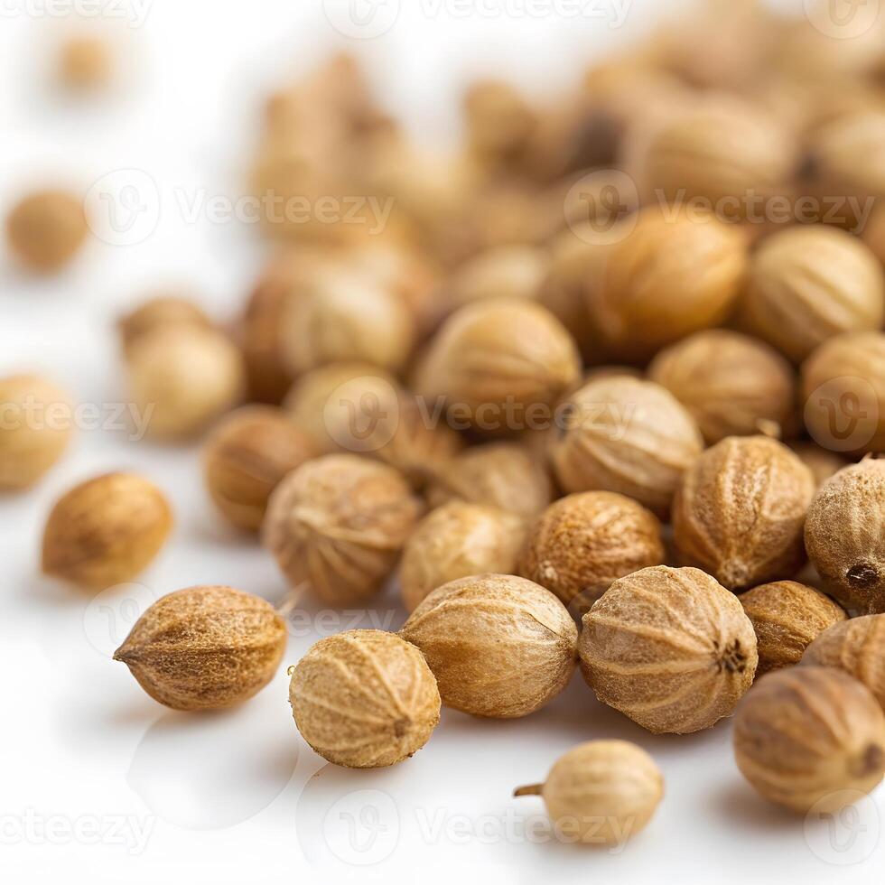 a pile of dried herbs on a white background photo