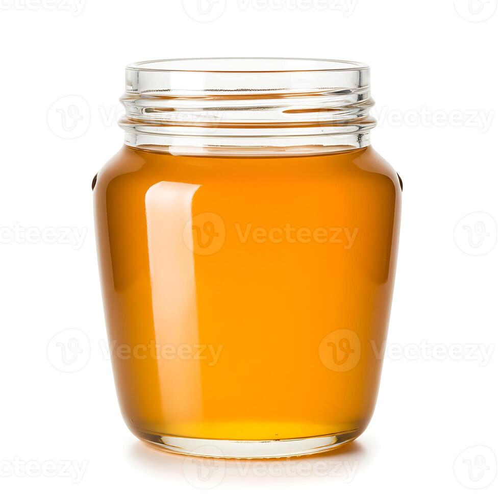 jar of honey isolated on white photo