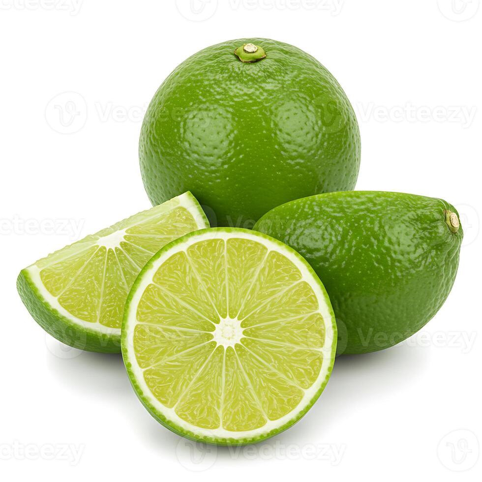 fresh limes isolated on white photo