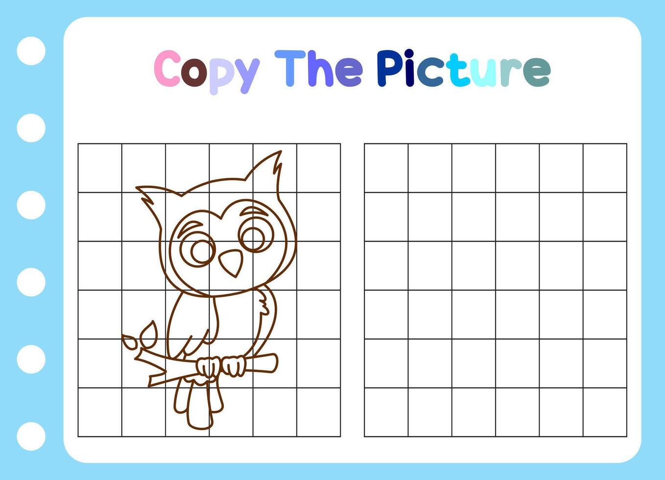 copy the picture of animal. cute owl Educational for children. vector