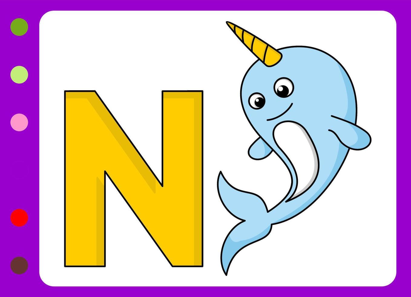 Cute little narwhal cartoon illustration. cartoon narwhal illustration vector